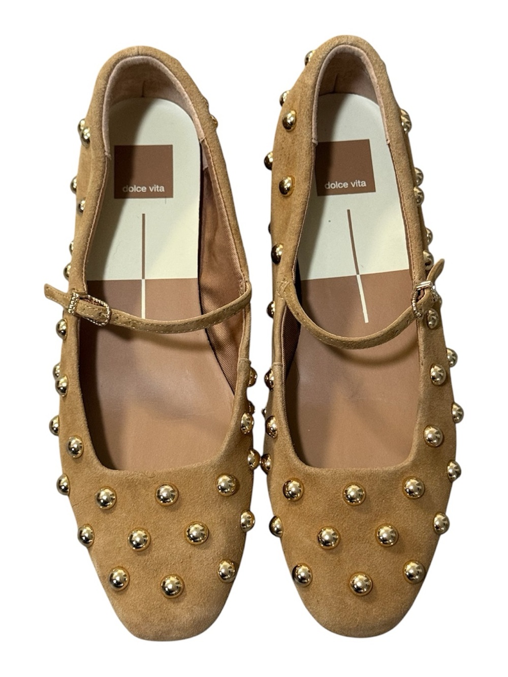 Dolce Vita Alissa Studded Mary Jane Flats – Tan Suede – Women’s Size 8.5 - New